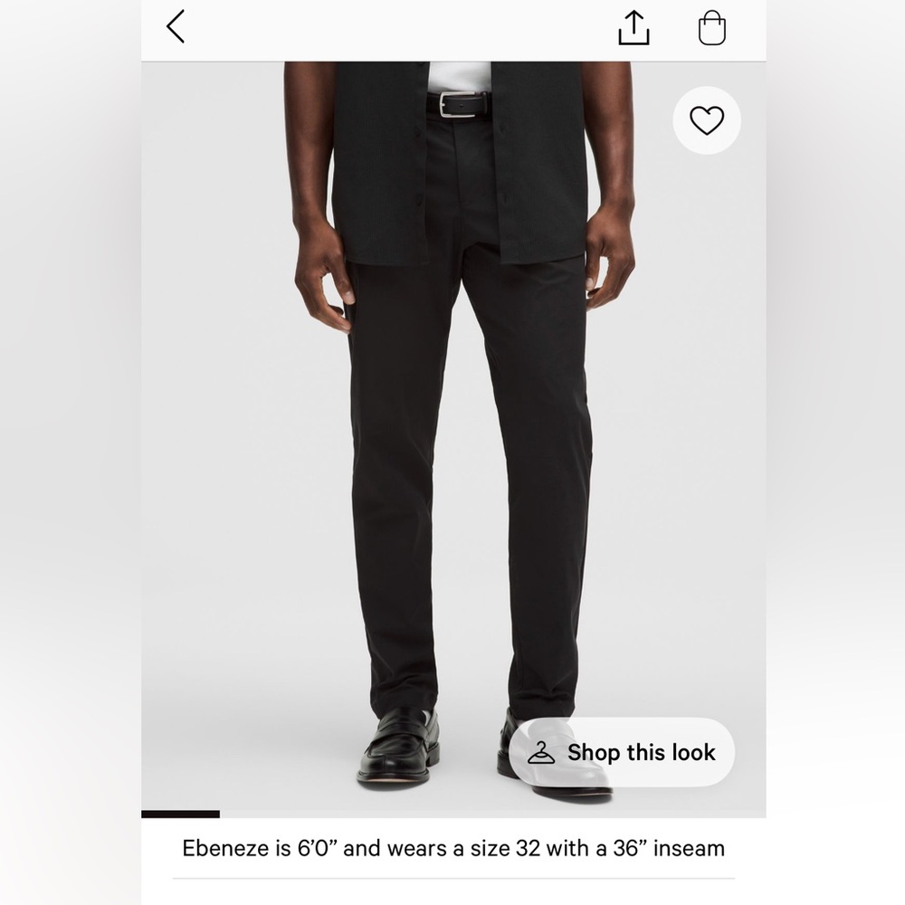 lululemon 33 ABC slim-fit trouser pants 34L warpstreme

33x34